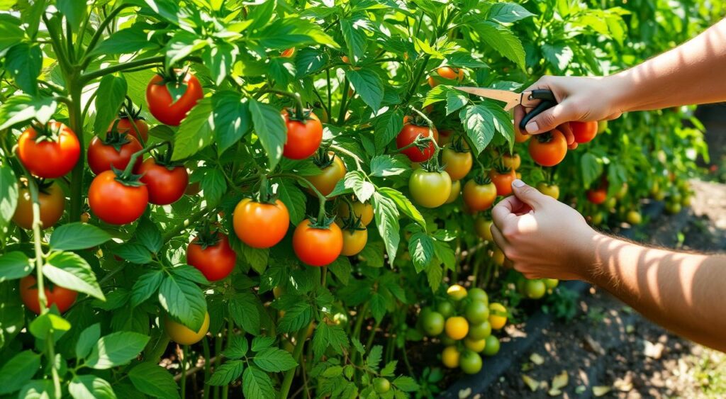 Pruning tomato plants