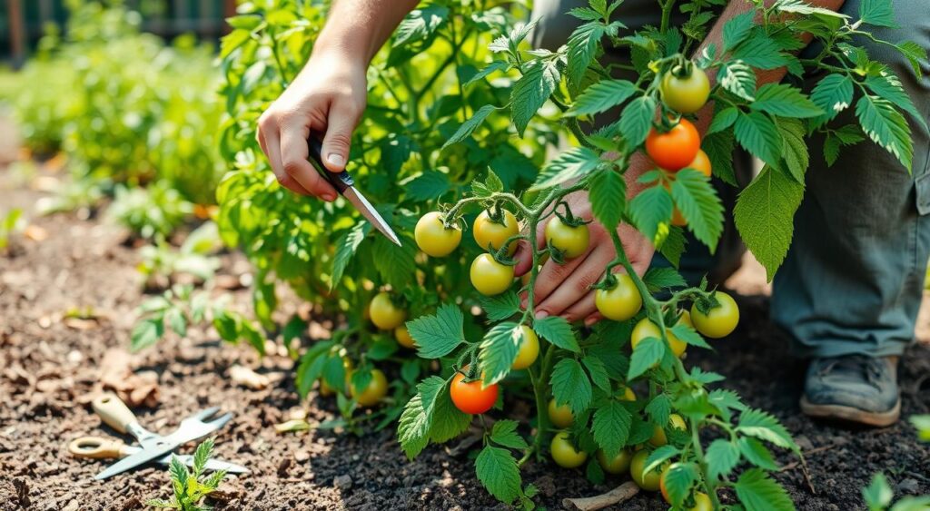 Tomato plant pruning