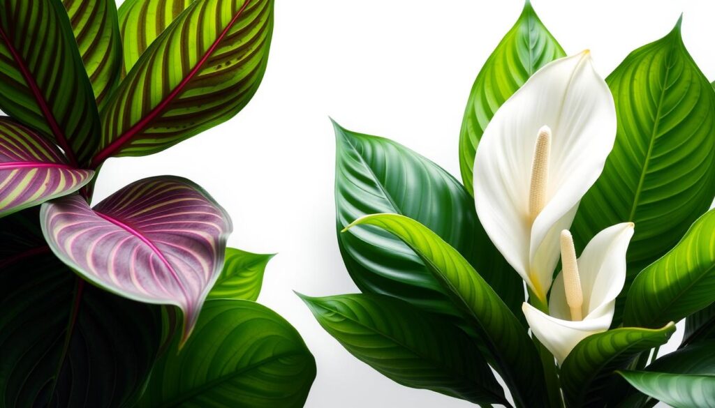 calathea and peace lily