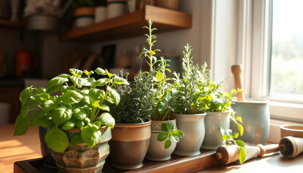 Kitchen gardening herbs