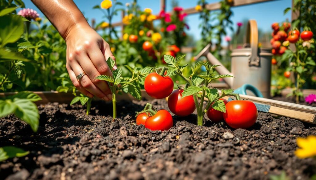 Transplanting tomatoes