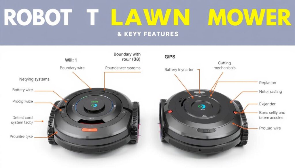 Comparison of different robotic lawn mowers showing key features - top 5 robotic lawn mowers 2025