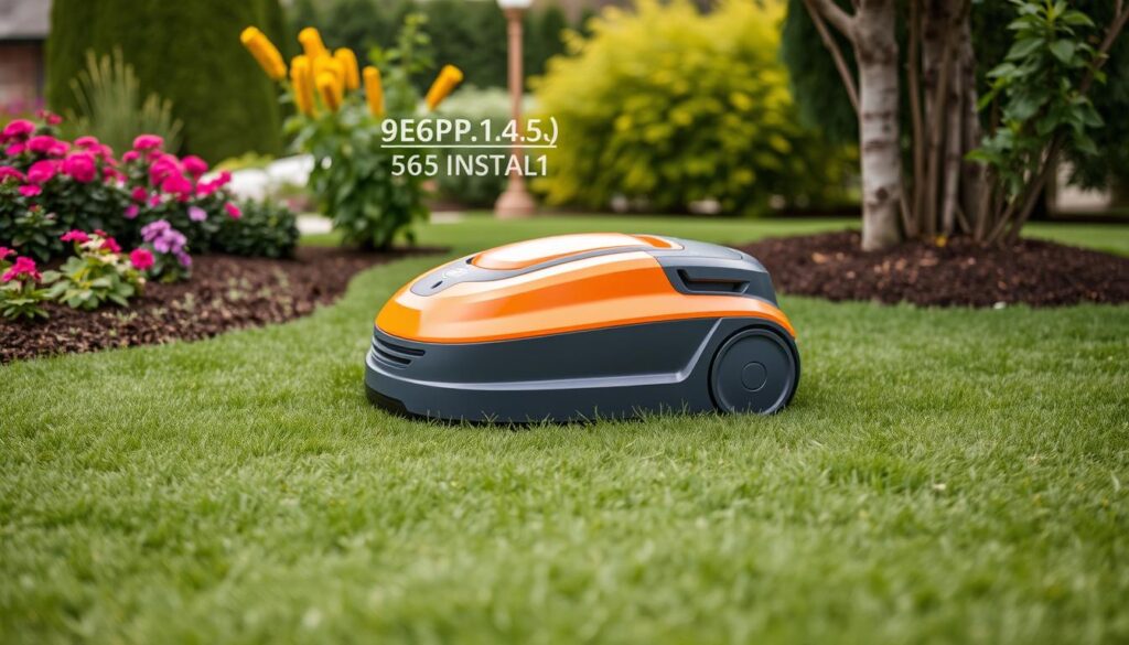Husqvarna 115H robotic lawn mower navigating around garden obstacles - top 5 robotic lawn mowers 2025