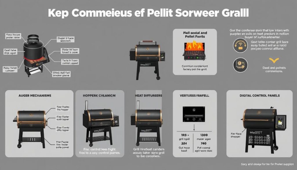 Comparison of different pellet smoker grills showing key features and components - Top Pellet Smoker Grills for 2025