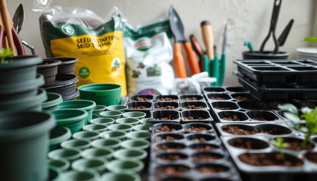 seed starting containers and potting mix